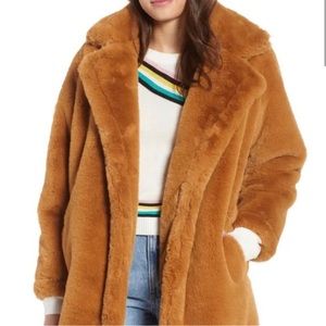 Nordstrom Woven Heart Faux Fur Jacket size: XS